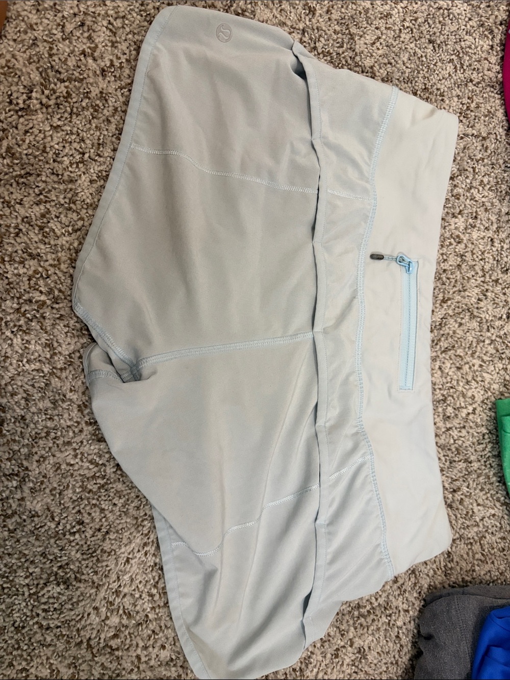 Lululemon Light Blue Women's Athletic Shorts with Zip Pocket